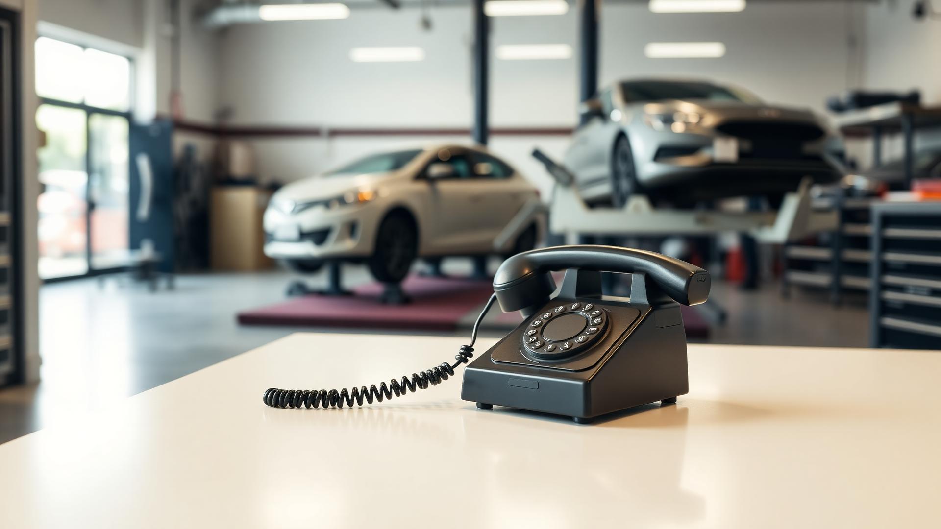 Telefonska slušalka na pultu avtoservisa